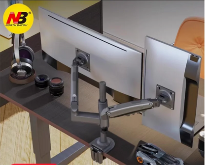 NB New H180 Full Motion 17'-27' Double Monitor Holder Gas Spring Arm LCD Mount Ergonomic Dual Arm Clamp Bracket 2-9kgs Each