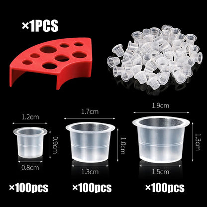 300pcs Tattoo Ink Caps with Cup Holders Set Small Medium Large Ink Cups And Cup Holder for Ink Container by ArtSuppliesPro