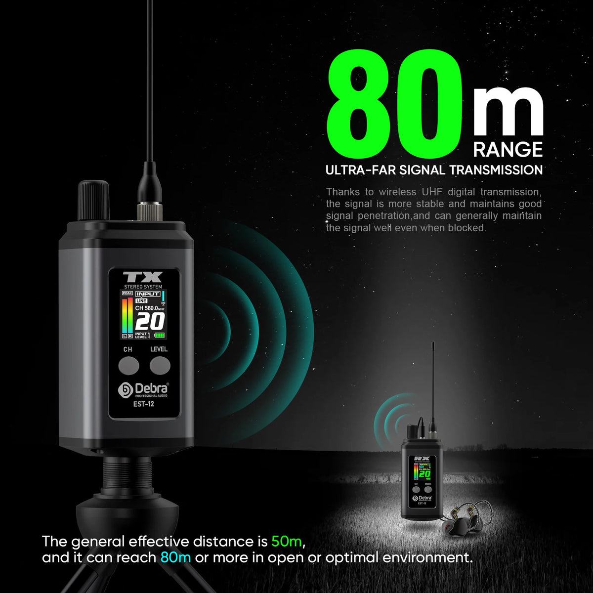 Debra EST-12 trådlöst in-ear-monitoreringssystem