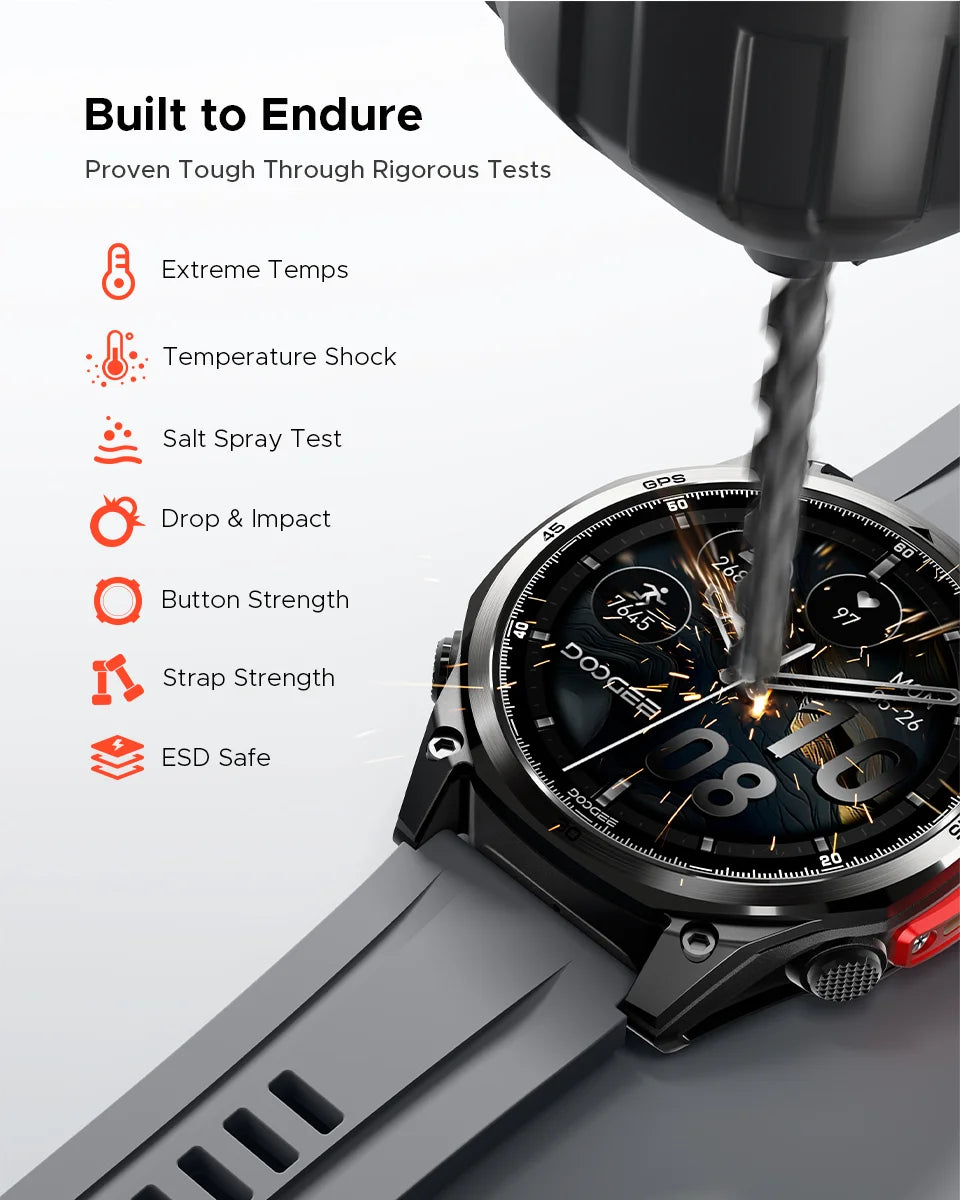 DOOGEE ANYWISE W1 PRO Smartwatch 1.43'' 5ATM Water Resistance 178 Sports Modes Health Monitoring Geomagnetic Sensor Offline Maps