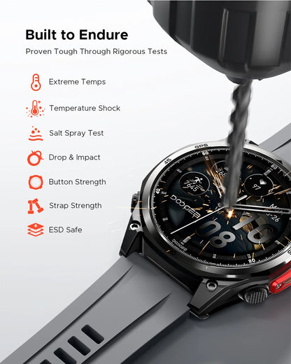 DOOGEE ANYWISE W1 PRO Smartwatch 1.43'' 5ATM Water Resistance 178 Sports Modes Health Monitoring Geomagnetic Sensor Offline Maps