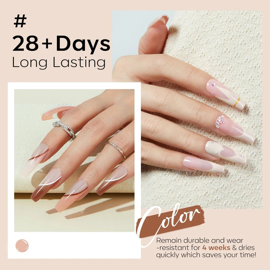 6Pcs Gel Nail Polish Set Milk Tea Popular Color UV LED Nail Gel for Nail Art Easy Apply & Soak Off DIY Home Manicure Salon Use