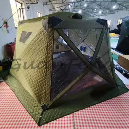 Fully Automatic Winter Ice Fishing Tent with Chimney Hole, Transparent Window, Quick Opening, Portable