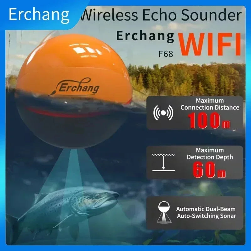Erchang F68 WIFI Fish Finder 100M Wireless Fishing Sounder Echo Sounder Detect Finder fishing for Lake Sea Fishing IOS& Android