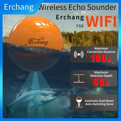 Erchang F68 WIFI Fish Finder 100M Wireless Fishing Sounder Echo Sounder Detect Finder fishing for Lake Sea Fishing IOS& Android