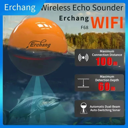 Erchang F68 WIFI Fish Finder 100M Wireless Fishing Sounder Echo Sounder Detect Finder fishing for Lake Sea Fishing IOS& Android
