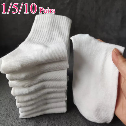 1/510 Pairs Women Solid Color Socks Simple Versatile Fashionable Socks Antibacterial Odor Resistant Breathable Comfortable Socks