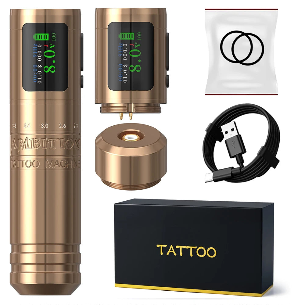 Ambition C1 Adjustable 7 Strokes 2.0-4.2mm Wireless Tattoo Machine Coreless Motor Billing Battery 1900mAh For Tattoo Body Artist