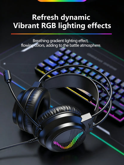 AKKHOO Gaming Headset 3,5mm RGB – 360° Roterbar Mikrofon Minnesskum CE/RoHS Internetcafé Gaming Svart Vit