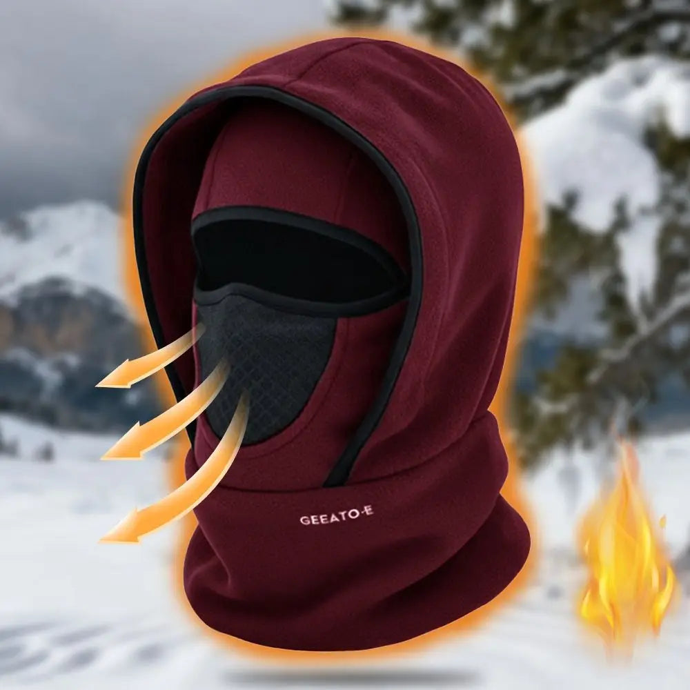 Vattentät balaklava i polarfleece med huva och halsvärmare