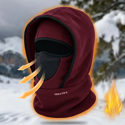Vattentät balaklava i polarfleece med huva och halsvärmare
