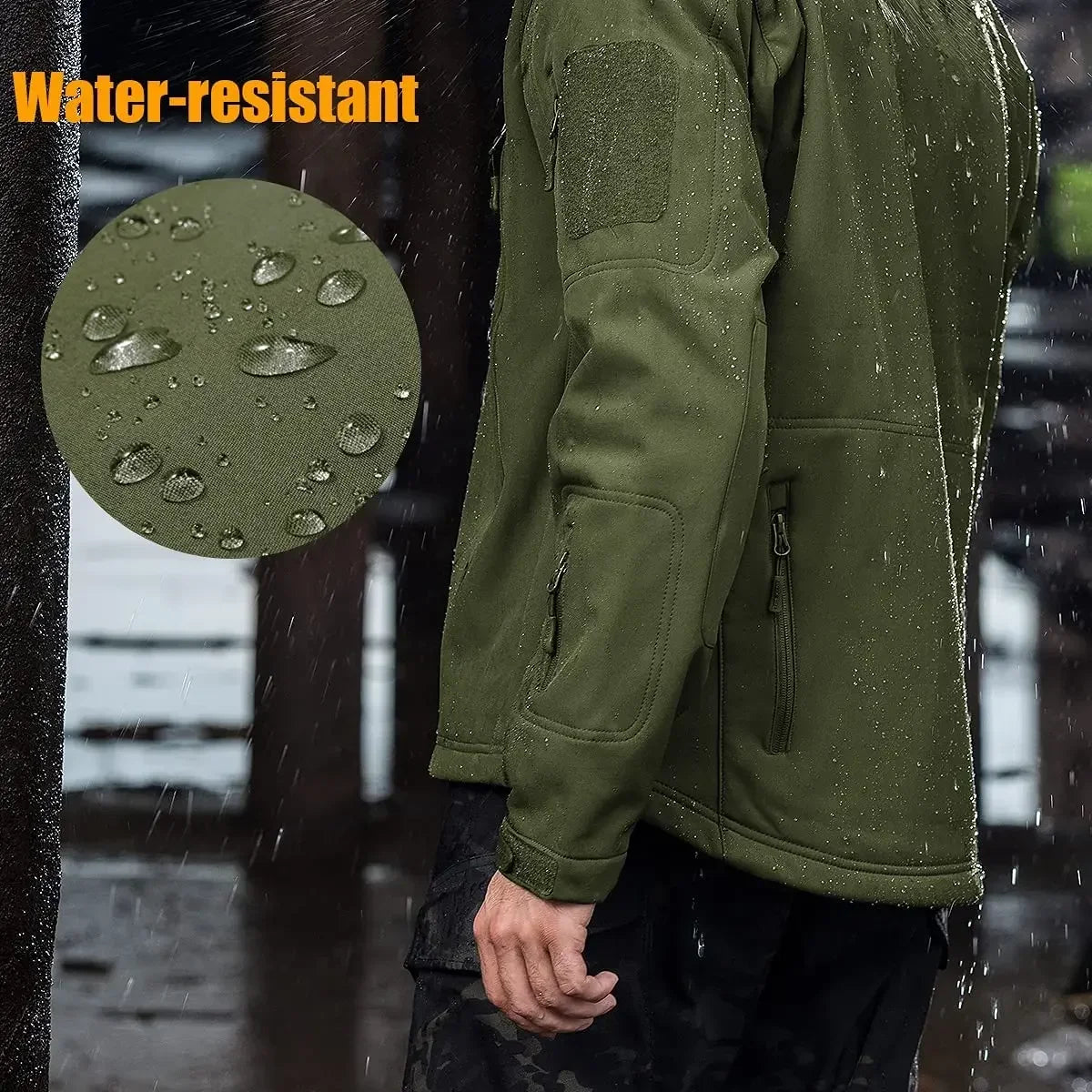 Herr Militär Softshell Set 2026 – Fleece Jacka + Byxor Outdoor, Grå/Svart/Khaki/Kamouflage S–4XL