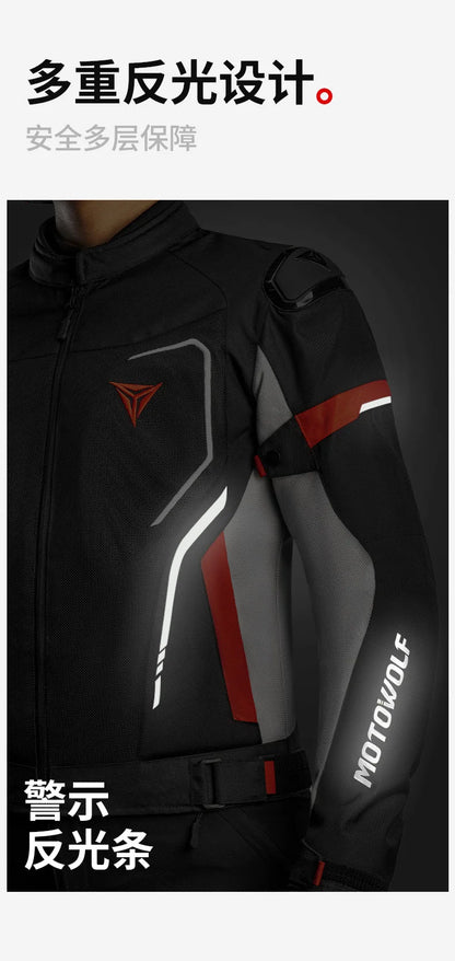 Motowolf Man Jacket Summer Motorcycle Jacket Breathable Motocross Jacket CE Certified Armor Protection Anti Fall Moto Clothing