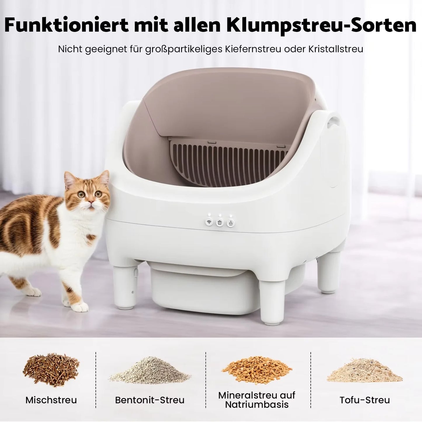 MIAOERDUO 2026 Champagne Upgrade Automatic Smart Litter Box, Smart Automatic Litter Box with Double Odor Removal, APP Control, Anti-Pinch for Multiple Cats