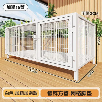 Large Heavy Duty Dog Crate for Large Medium Dogs Indoor Outdoor Portable Foldable Metal Wire Kennel with Tray for Labrador