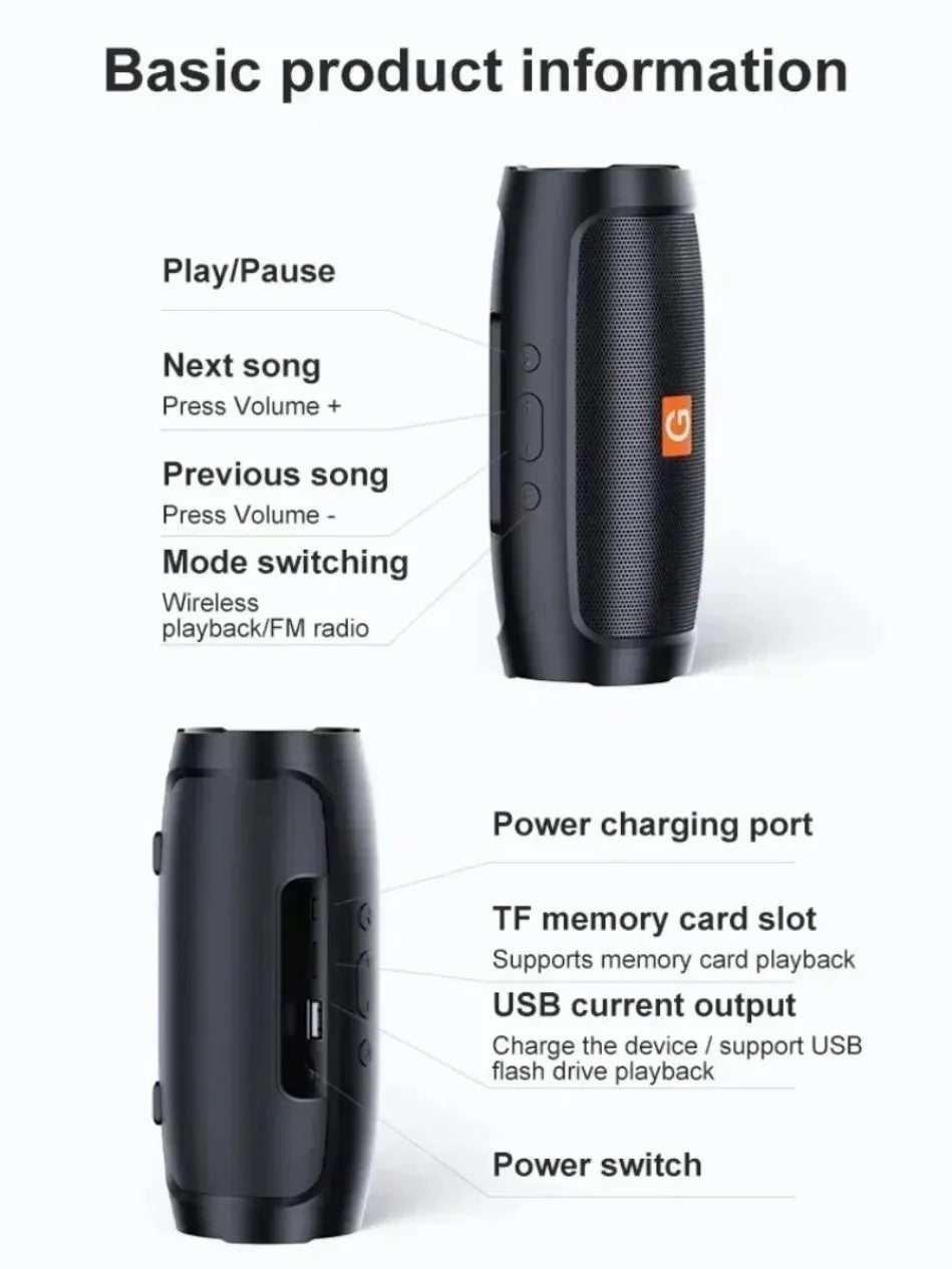 Lenovo Bluetooth 5.4 Portable Wireless Speakers TF USB FM Dual Speaker Stereo Playback Voice Broadcasting Subwoofer Speaker
