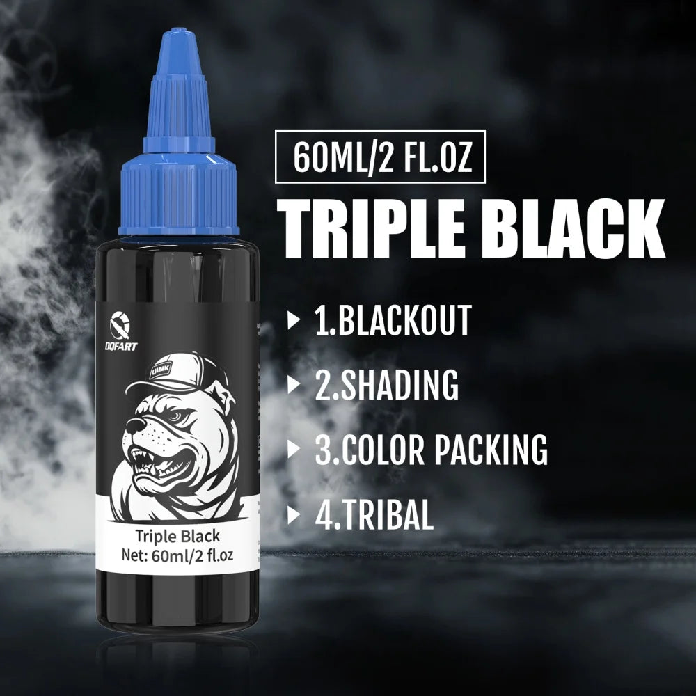 DQFART Triple Super Black Tattoo Ink High-quality Long-lasting Safe Tattoo Ink Creative Designs Skin Coloring Professional