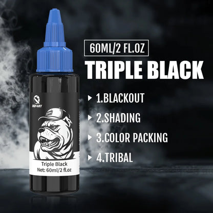 DQFART Triple Super Black Tattoo Ink High-quality Long-lasting Safe Tattoo Ink Creative Designs Skin Coloring Professional