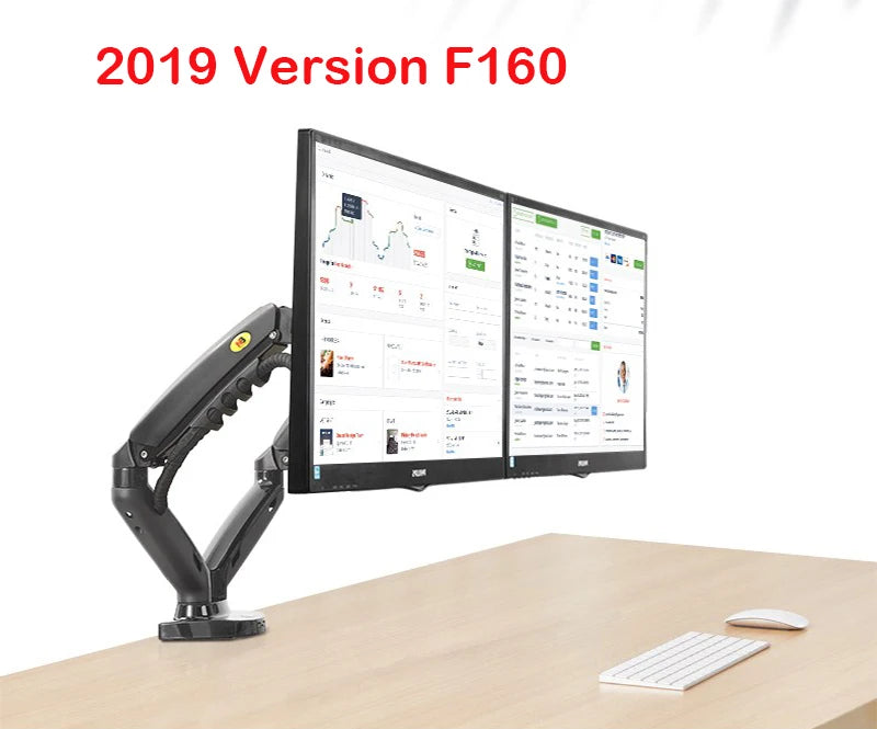 New NB F160 Gas Spring Desktop 17'-27' Dual Monitor Holder Arm With 2 USB3.0 Monitor Mount Bracket Load 2-9 Kg Each Arm