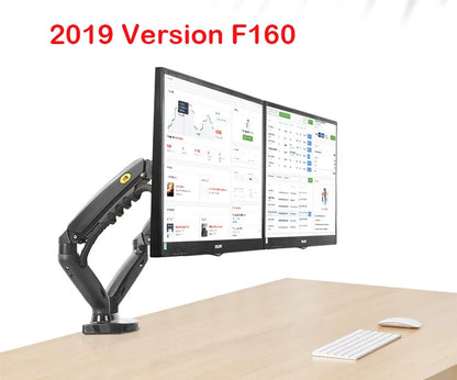 New NB F160 Gas Spring Desktop 17'-27' Dual Monitor Holder Arm With 2 USB3.0 Monitor Mount Bracket Load 2-9 Kg Each Arm