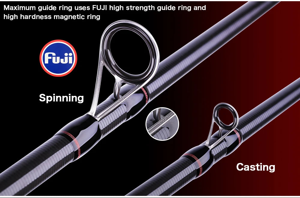 BIUTIFU Premium Resespö med Fuji-ringar – T800 Kolfiber, Spinning & Casting 1.8–3.0m