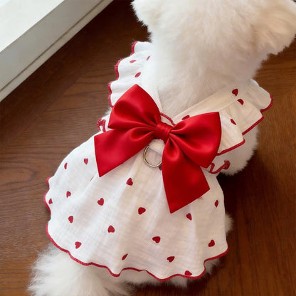 Cat Summer Dress Anti Shedding Thin Pet Clothes Leash D Ring Breathable Kitten Small Dog Puppy Cute Ragdoll Style Princess Skirt