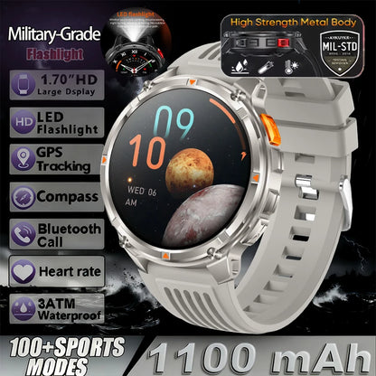 T-Rex3 Pro Militär Smartklocka 2026 – 1100mAh, GPS, Kompass, 5ATM, 14 Färger