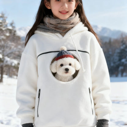 Handmade Emerald Bouclé Pet Hoodie Carrier – Soft Dog & Cat Pullover with Pocket, Cozy Sling Alternative for Chihuahua