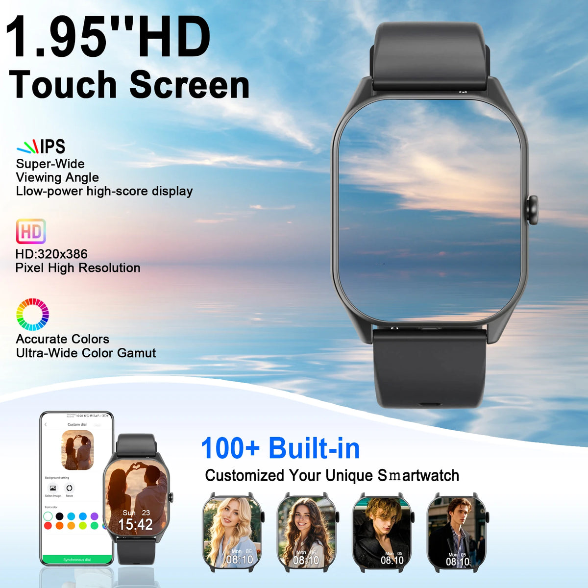GAWSUG New Ultra thin Wireless Call SmartWatch Women Watches Men Sports Fitness Tracker Heart Rate Smartwatches For Android IOS