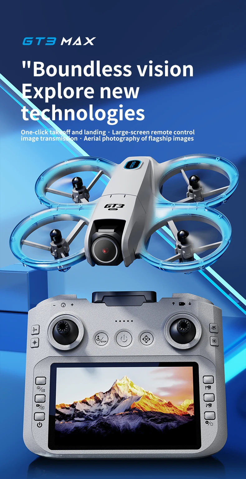GT3 MAX Mini Drone 5G 8K GPS HD Aerial Photography Dual Cameras Quadcopter with Dynamic Lighting Optical Flow UAV Toys Gifts
