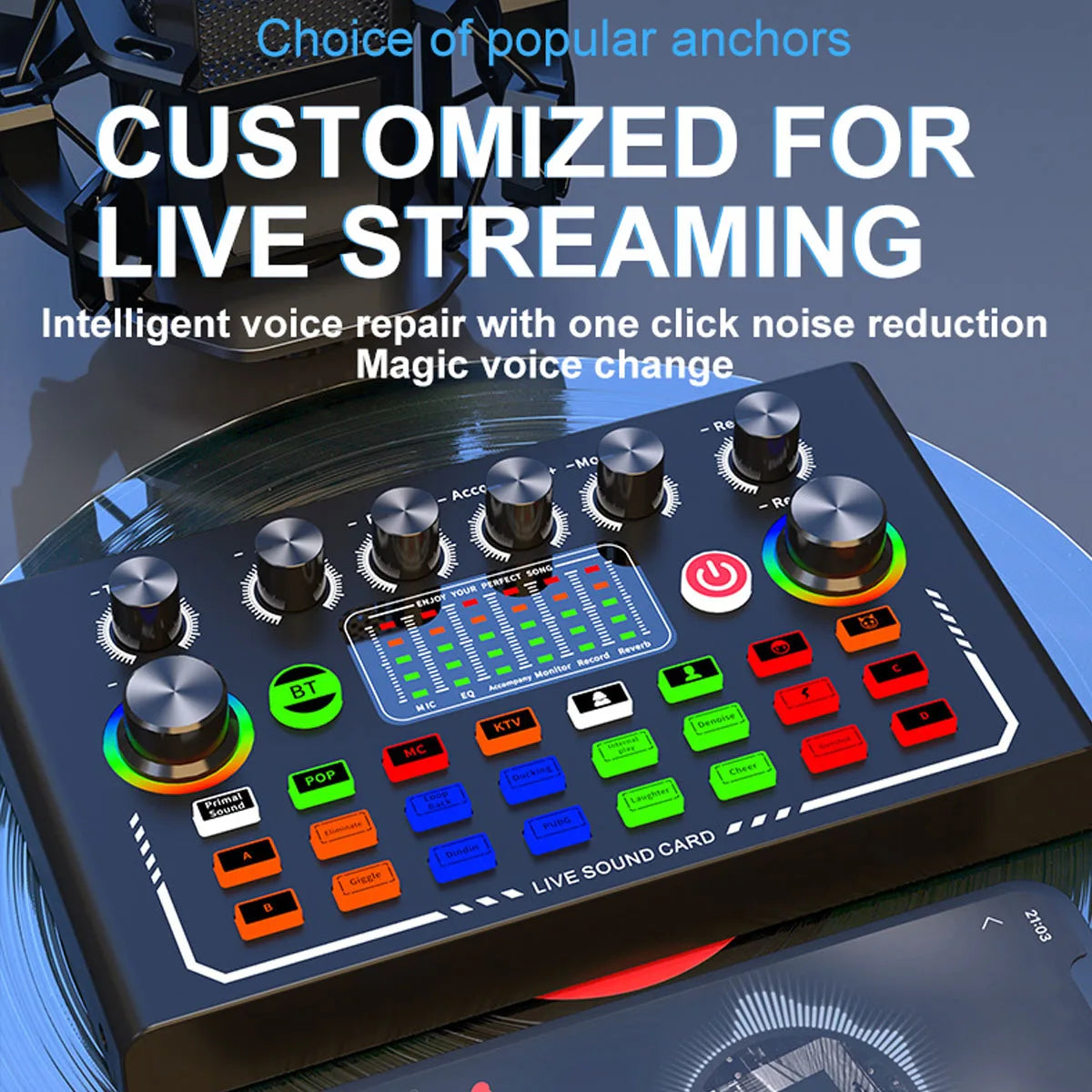 Podcast Equipment Bundle with BM800 Studio Microphone, Live Sound Card with DJ Mixer Effects, Suitable for Live Game, Streaming
