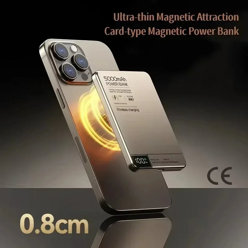 Lenovo 500000mAh Magnetic Power Bank Super Fast Charging for Magsafe Wireless External Battery Powerbank for iPhone Samsung