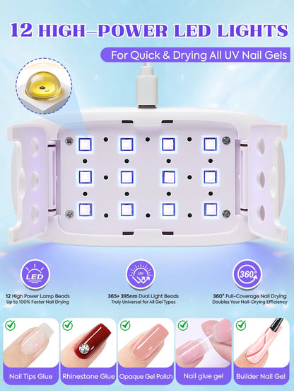 2-in-1 Handheld & Desktop UV Nail Lamp: Dual-Wavelength Fast Curing with 4-Timer Settings & Portable Design