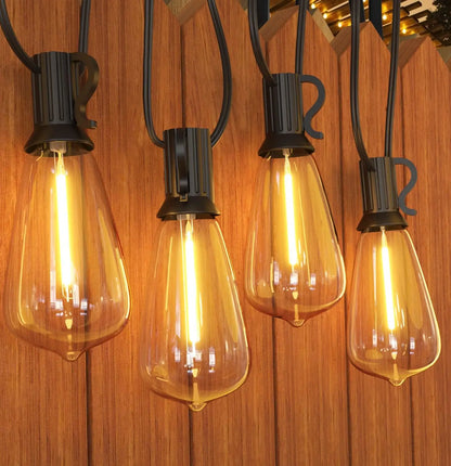 Utomhus Ljusslinga – ST38 Edison LED, Varmvit 2200K, Okrossbar, Vattentålig, 60FT/100FT, EU-kontakt