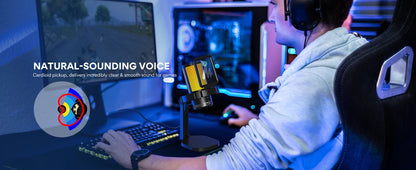 MAONO DGM20 USB Gaming Microphone for PC with RGB Light Noise Reduction Tap-to-Mute Gain Control for Discord Streaming Podcast