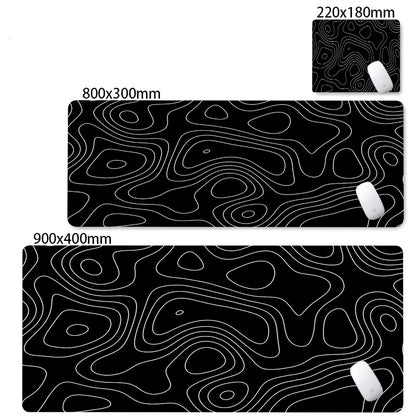XXL Desk Mat Black And White Strata Liquid Mousepad Large Abstract Mouse Pad Gaming Deskmat With Lockedge Office Non-slip Carpet