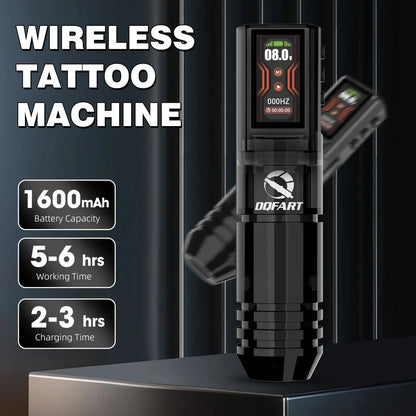 DQFART 1600mAh P2 LED Digital Display Electric Wireless Tattoo Machine Set 12V 6Colors Accessories Body Art Creative Designs