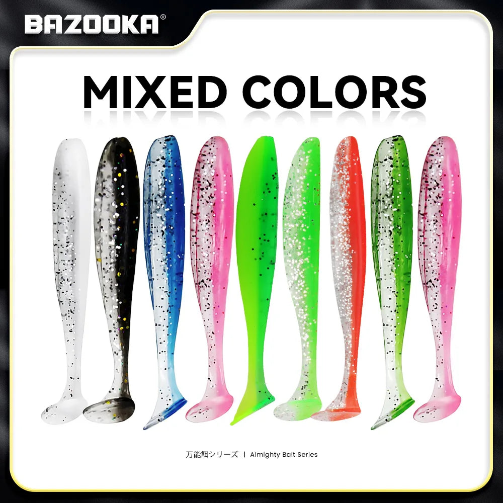 Bazooka Shad Worm Fishing Soft Lure Big Silicone 90 100mm Bait T Tail Easy Shiner Wobbler Swimbait Pesca Trout Pike Bass Winter
