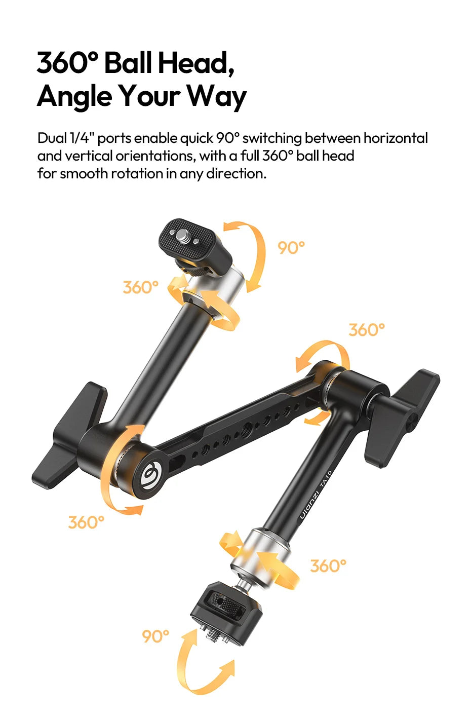 Ulanzi TA10 43cm Magic Articulating Arm with 1/4" 3/8" Screw Hole Mount NATO 3 Section for DSLR Monitor Light Camera Accessories