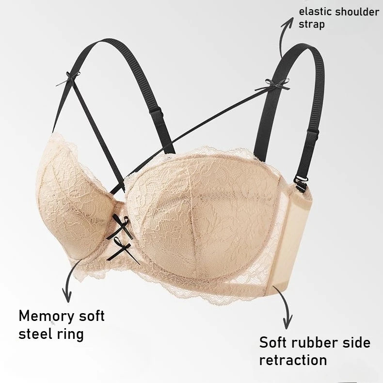 Halvkupa Push-Up Spets-BH med rosett