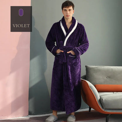 Female Autumn and Winter Warm Long Coral Velvet Thick Couple Bath Bathrobes Men Women Pajamas Shower Robe Bath Towels For Adults