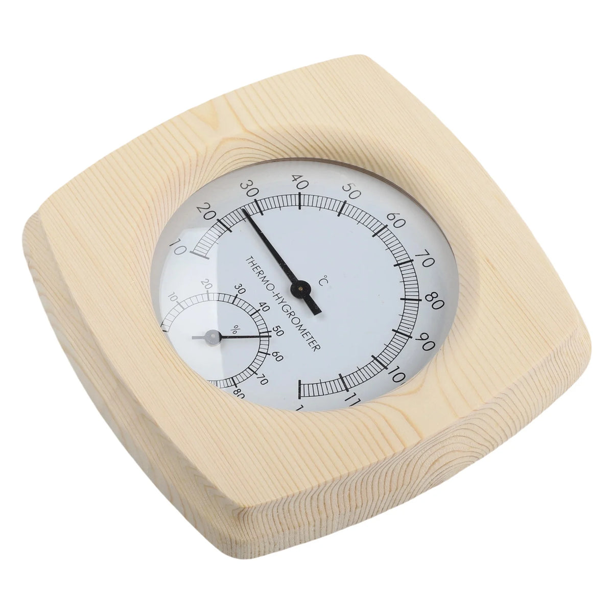 140 mm termometer och hygrometer i trä för bastu