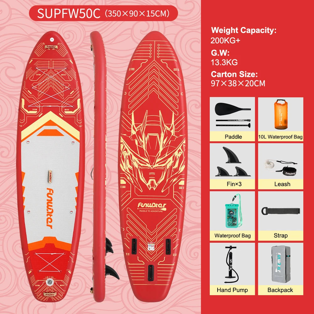 FunWater uppblåsbart SUP-bräde med tillbehör – flera storlekar