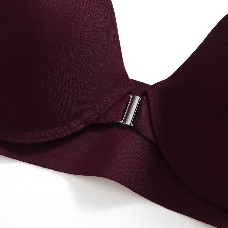 Seamless Push Up Bra Women Deep V Cup Underwear Front Closure Comfort Lingerie Adjustable Strap Plus Size Solid Color
