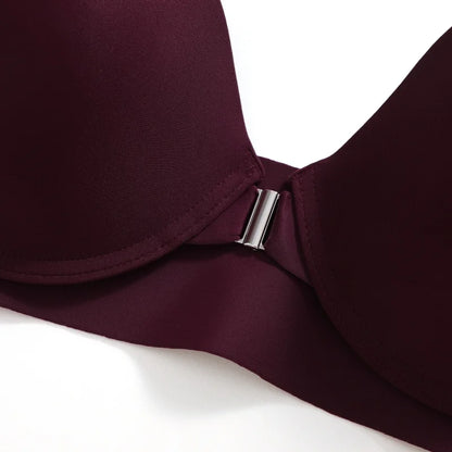 Seamless Push Up Bra Women Deep V Cup Underwear Front Closure Comfort Lingerie Adjustable Strap Plus Size Solid Color