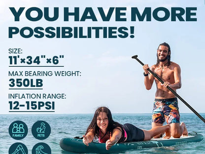 EGGORY Uppblåsbar SUP-bräda – Ca 335 cm, 7 Designs, Komplett Set, Skickas från Tyskland