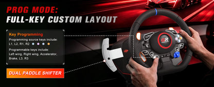 Racing Wheel Simulator For PS5/PS4/PC RGB Gaming Steering Wheel 270°&900° Volante Adjustment Macro Hall 3-Pedal Gear Lever Set
