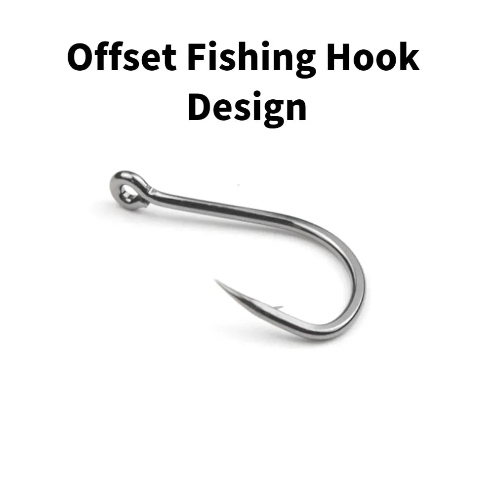 50PCS Single Circle Offset Fishing Hooks – High Carbon Steel Barbed for Carp Fly Fishing & Sea Tackle