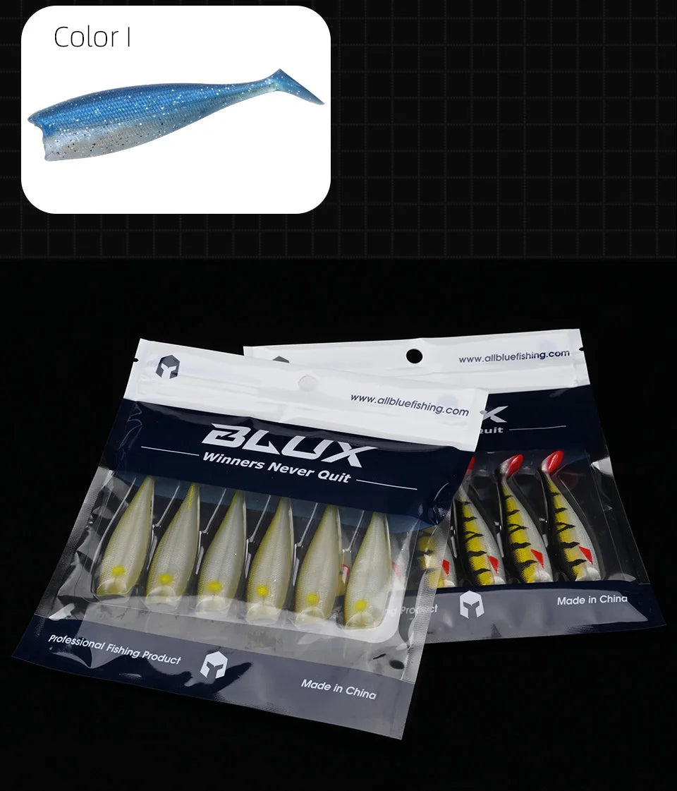 BLUX BLOD SHAD 80mm 105mm Soft Fishing Lure Jighead Black Tail Minnow Artificial Silicone Bait Saltwater Sea Bass Swimbait Gear