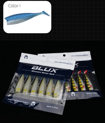 BLUX BLOD SHAD 80mm 105mm Soft Fishing Lure Jighead Black Tail Minnow Artificial Silicone Bait Saltwater Sea Bass Swimbait Gear